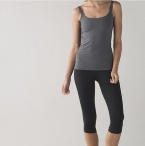LULULEMON Barre None Classic Cut Scoop Neck Tank Small Black & Gray Stripe‎